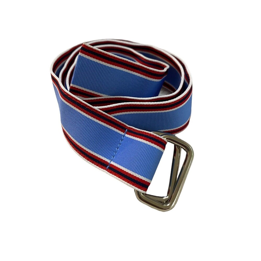 Fabric D Ring Belt Blue Red White Black